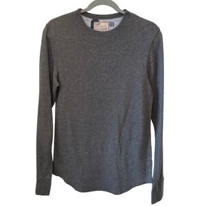 Gap Vtg Y2k Size S Gray Waffle Knit Thermal Long Sleeve Shirt Curved Hem